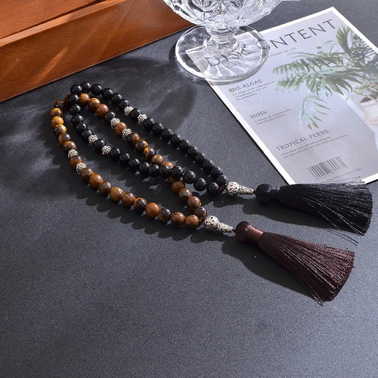 2 in 1 Pure Black Onyx and Tiger Eye Tasbih | 100% Original Material Guaranteed!